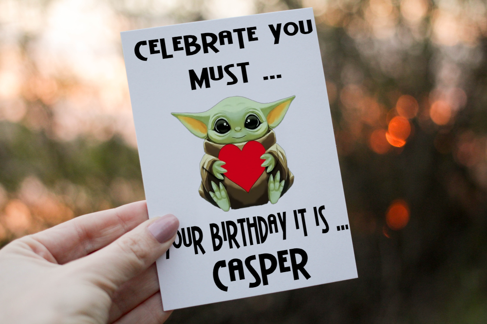 Yoda Birthday Card, Card for Friend, Greeting Card